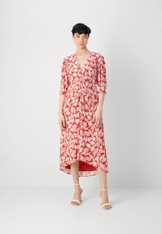 Scotch & Soda Midi Wrap Dress With Knot Detail