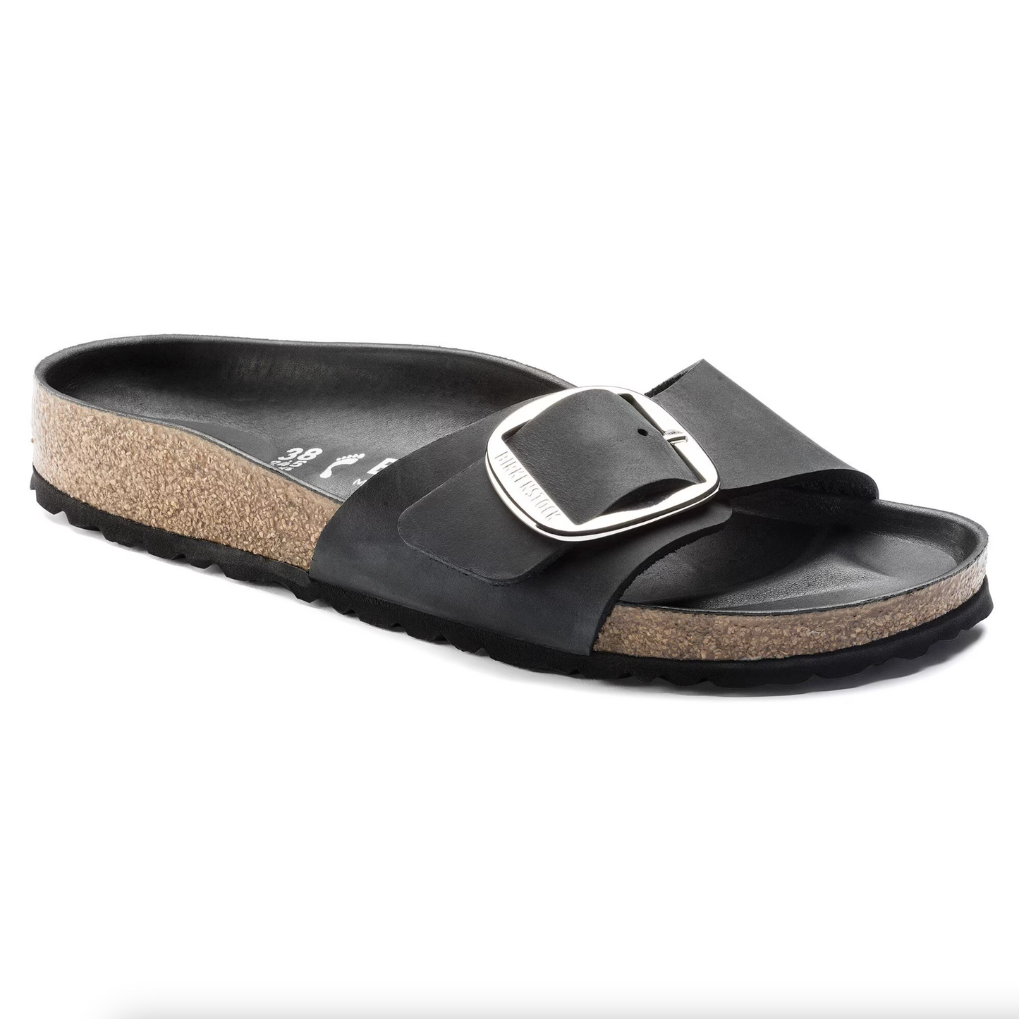 Birkenstock 1006522 Madrid Black Big Buckle Oiled Leather Regular