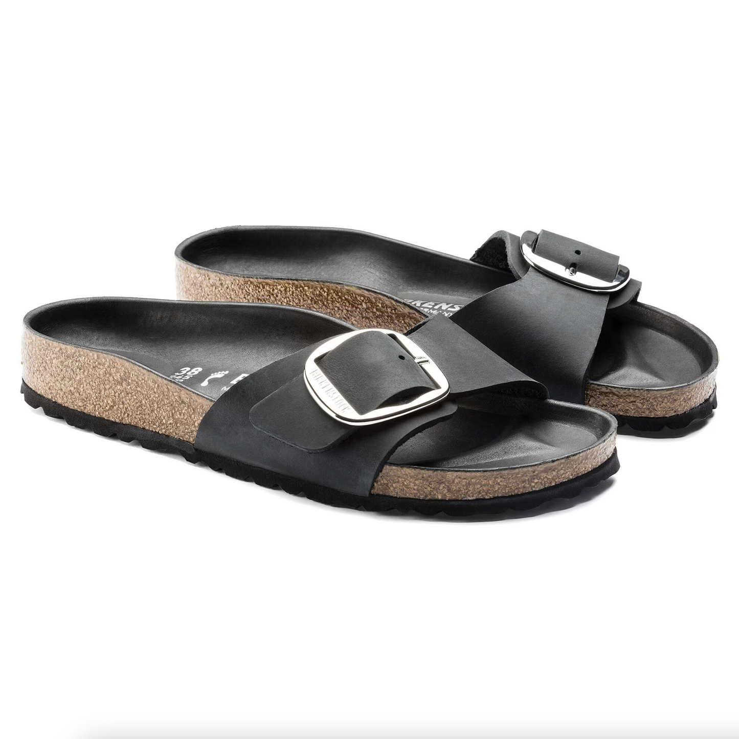 Birkenstock 1006523 Madrid Black Big Buckle Oiled Leather Narrow