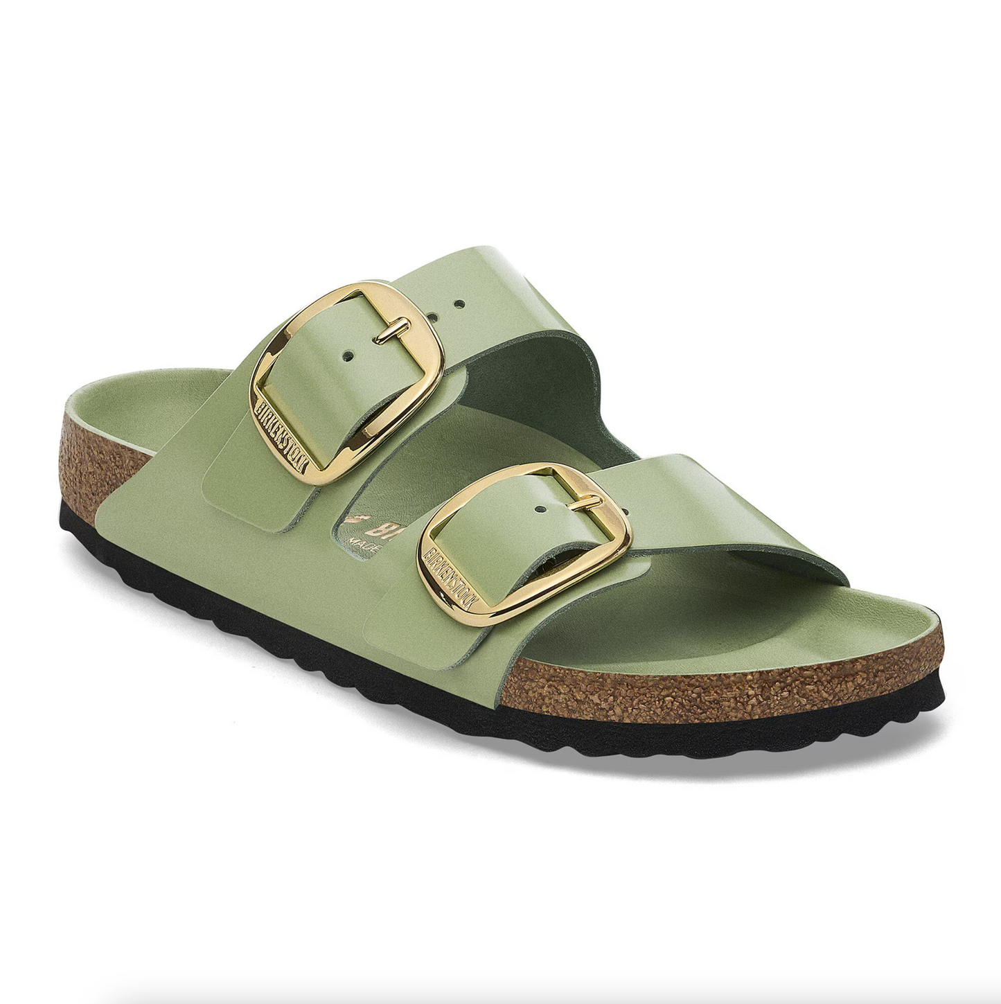 Birkenstock 1028604 Arizona Big Buckle High Shine Green Tea Natural Leather Patent Regular