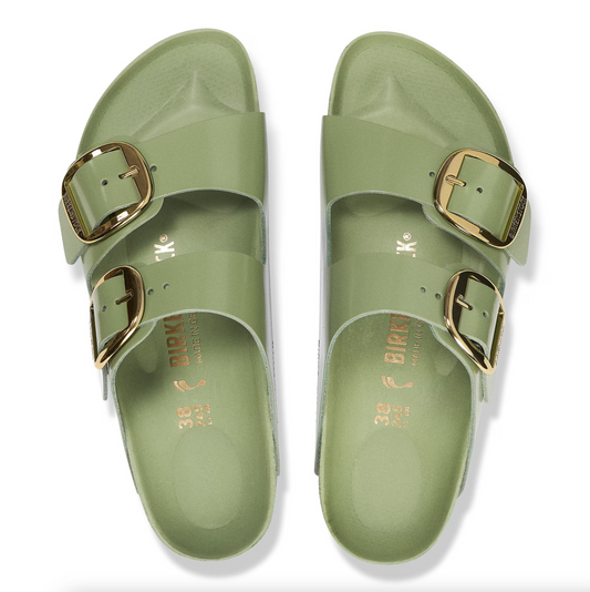 Birkenstock 1028604 Arizona Big Buckle High Shine Green Tea Natural Leather Patent Regular