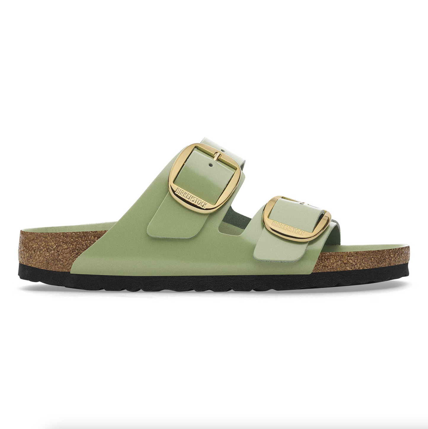 Birkenstock 1028604 Arizona Big Buckle High Shine Green Tea Natural Leather Patent Regular
