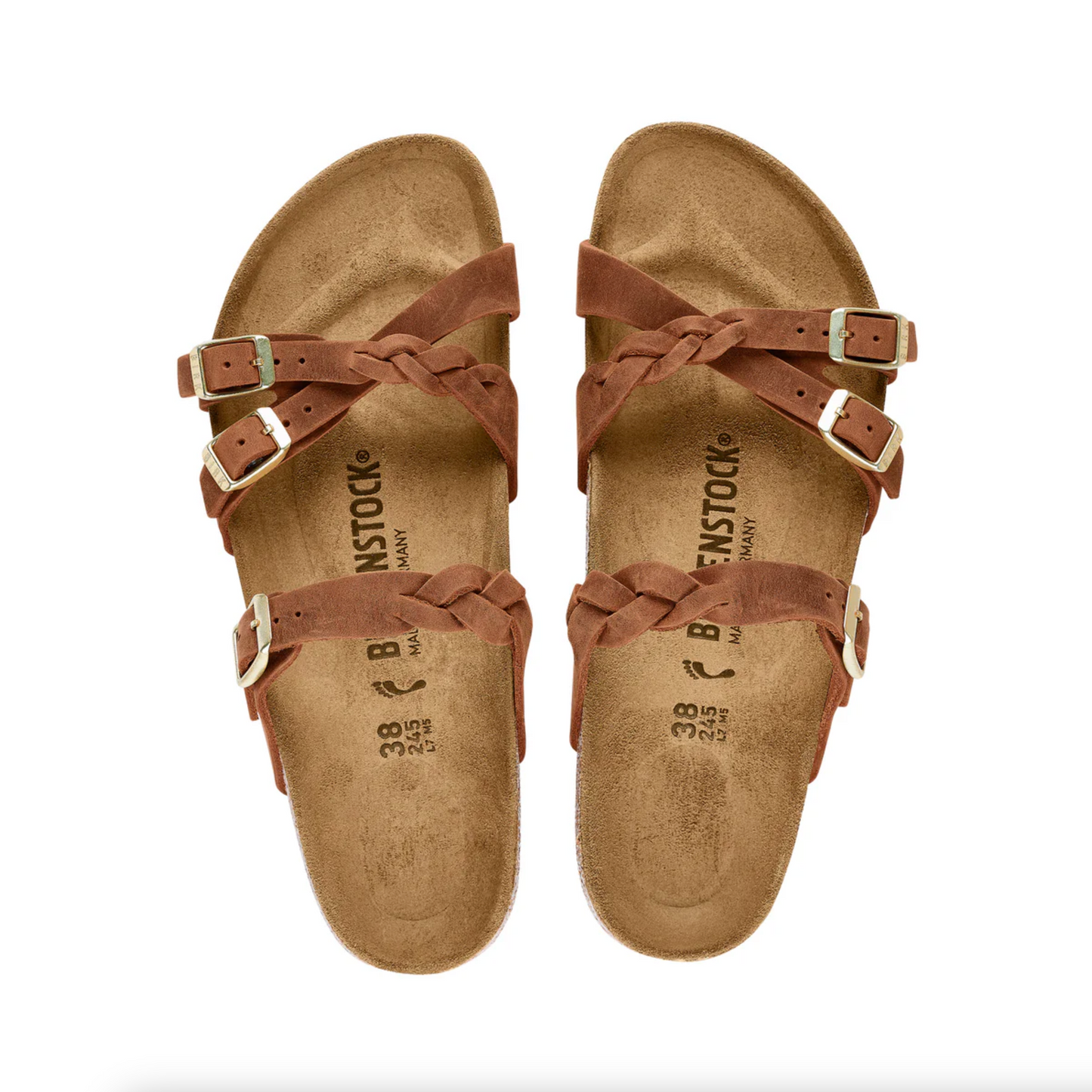 Birkenstock 1024135 Franca Braided Cognac Oiled Leather Narrow