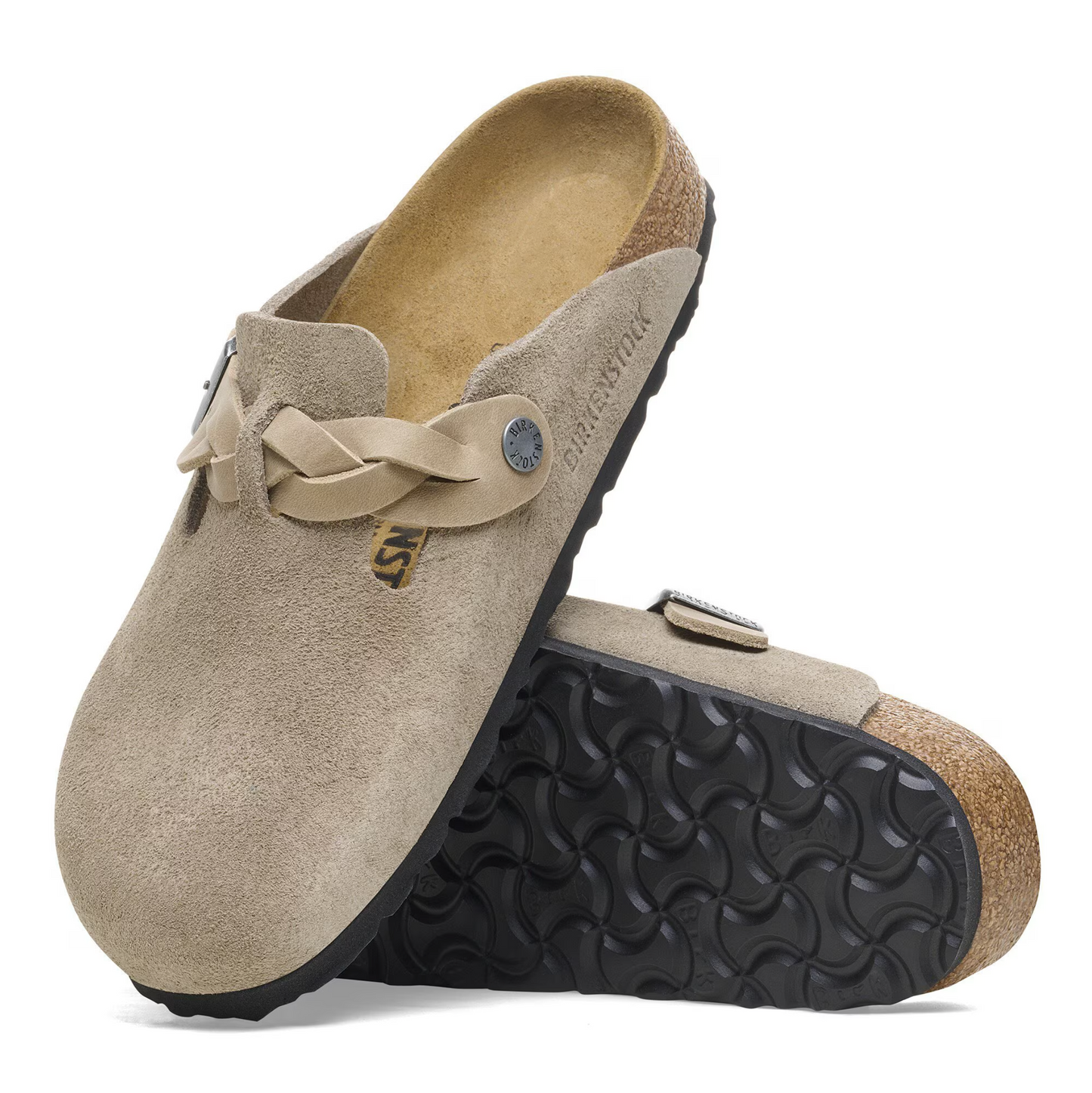 Birkenstock 1026667 Boston Braided Suede Leather Taupe Regular