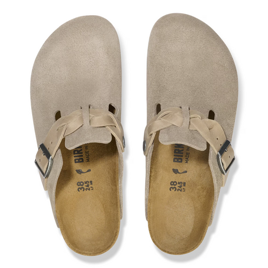 Birkenstock 1026667 Boston Braided  Suede Leather Taupe Regular