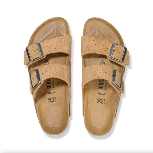 Birkenstock 1027075 Arizona BS Arizona BS Suede Leather Emboss Dots New Beige Regular