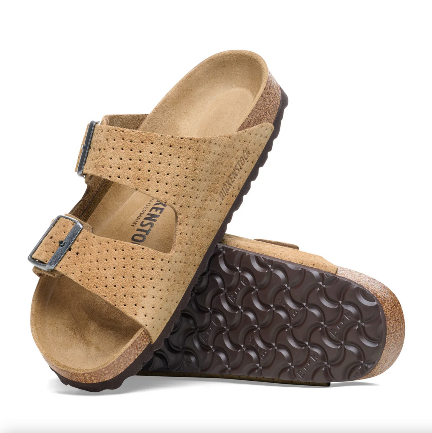 Birkenstock 1027075 Arizona BS Arizona BS Suede Leather Emboss Dots New Beige Regular