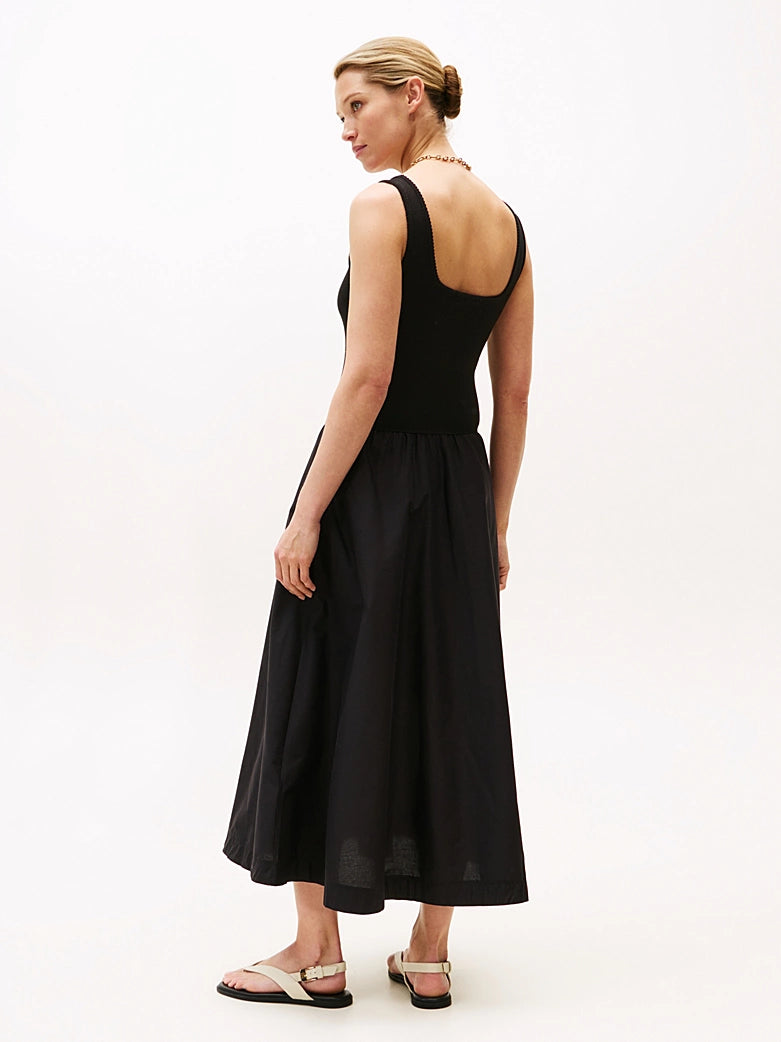 Tommy Hilfiger Rib Midi Mix Black Dress