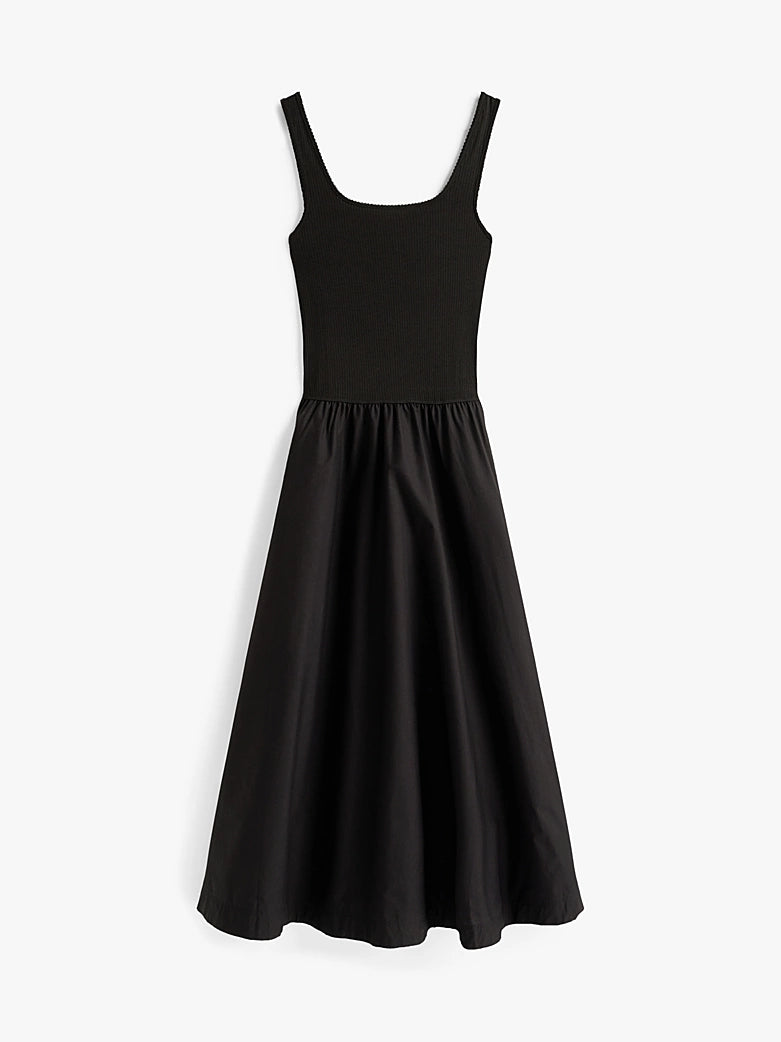 Tommy Hilfiger Rib Midi Mix Black Dress