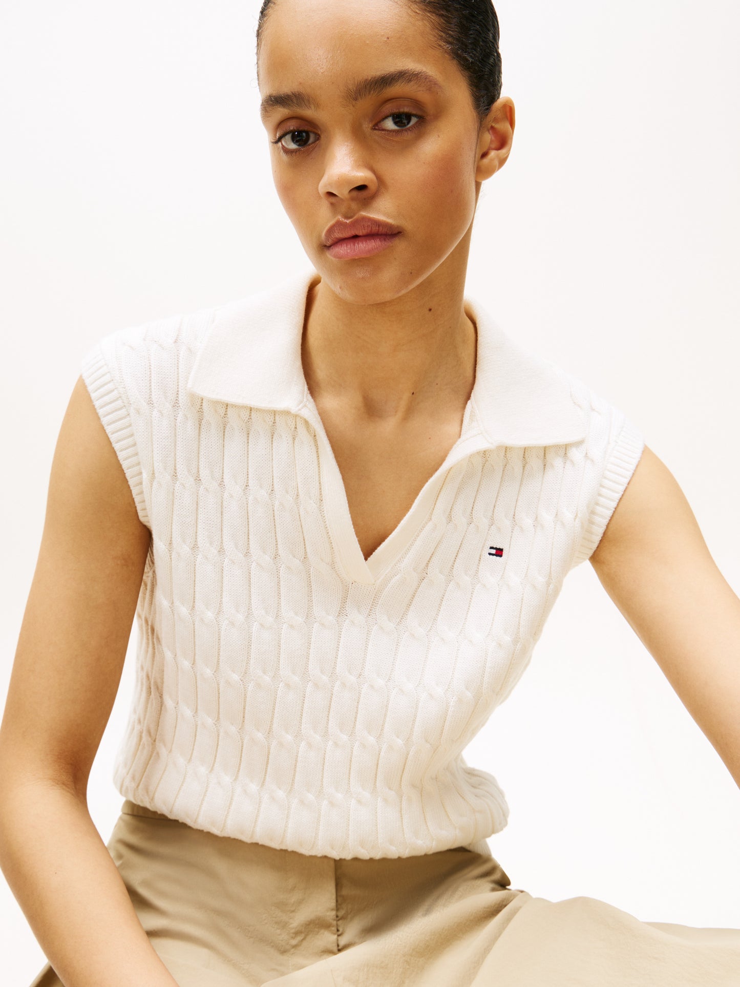 Tommy Hilfiger Co Cable Mid Open Polo Vest