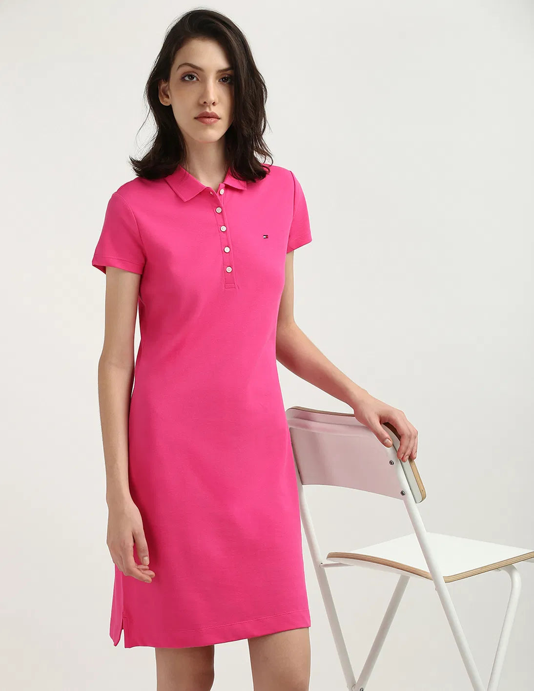 Tommy Hilfiger Slim SS Polo Dress Pink Splendor