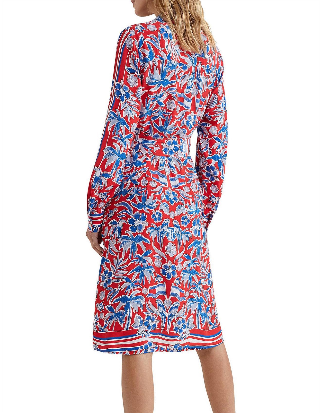 Tommy Hilfiger Vis Scarf  Knee Shirt Dress L/S
