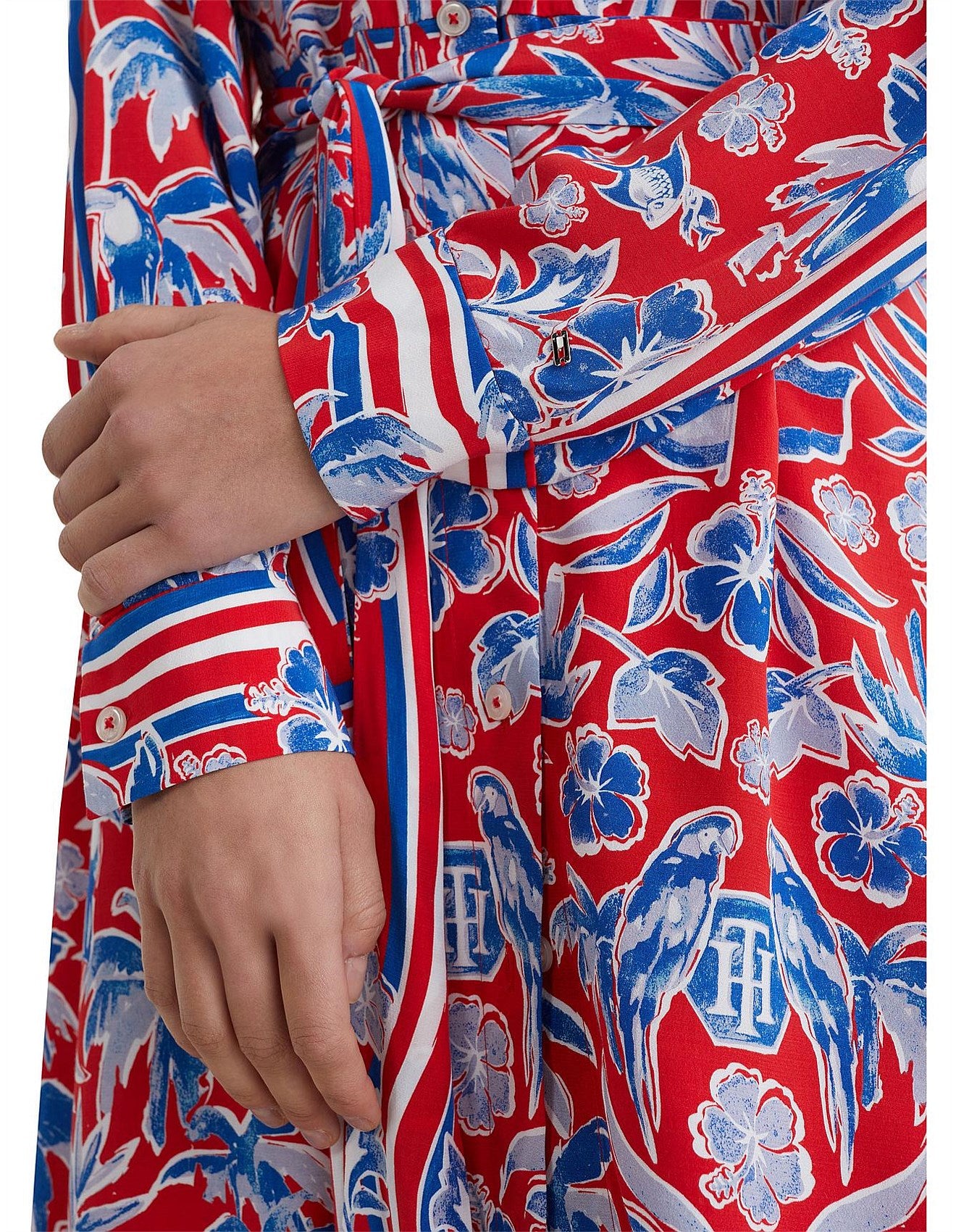 Tommy Hilfiger Vis Scarf  Knee Shirt Dress L/S