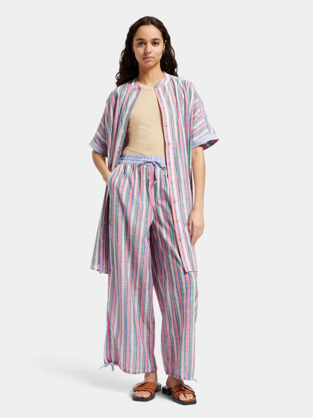Scotch & Soda Striped Oversized Beach Shirt Dress