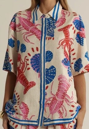 Fate + Becker  Soleil  Lobster Print Shirt