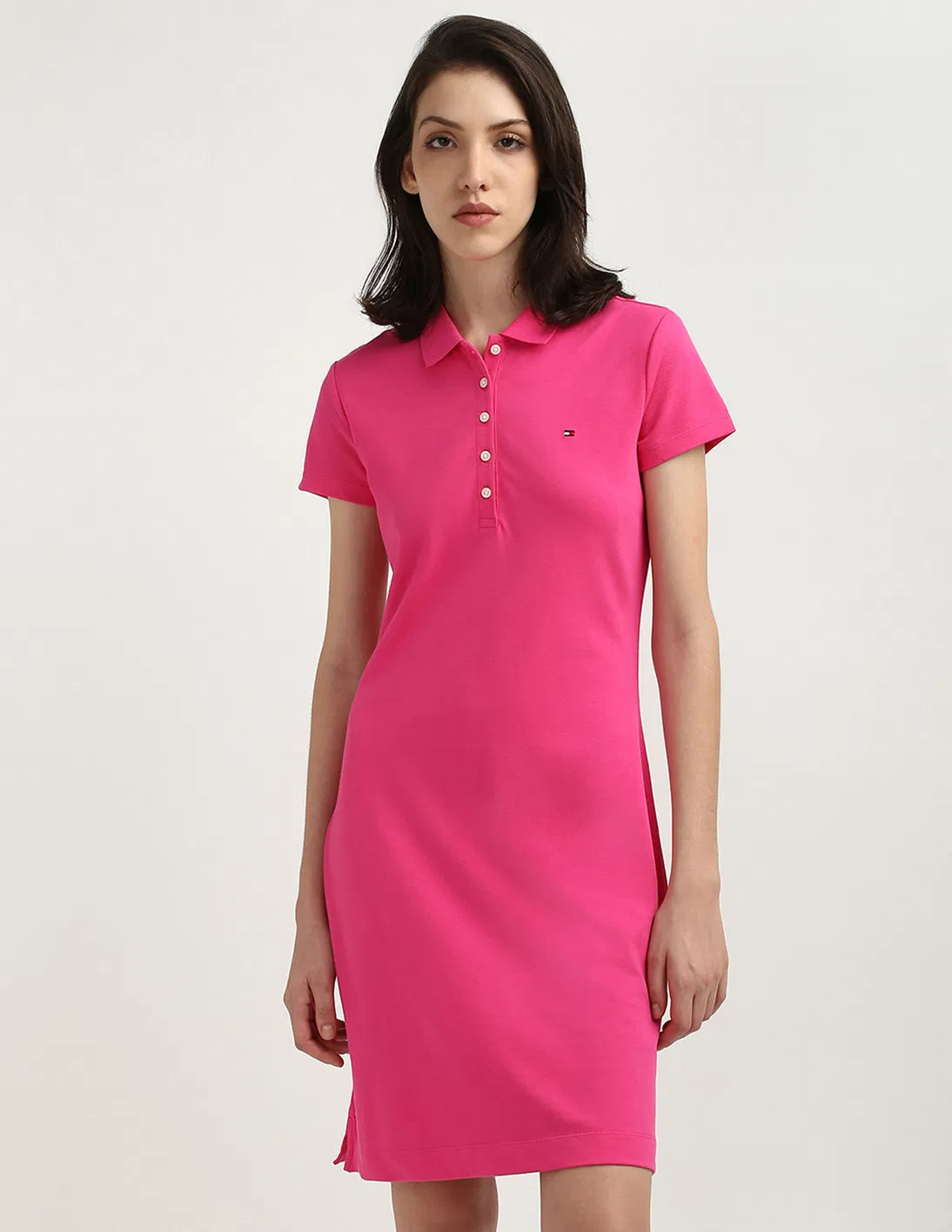 Tommy Hilfiger Slim SS Polo Dress Pink Splendor
