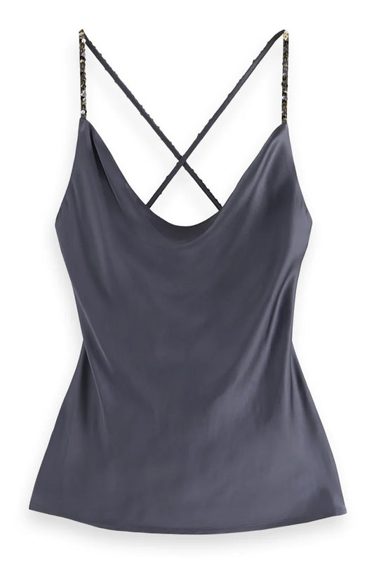 Scotch & Soda Cowl Neck Camisole With Sequin Straps