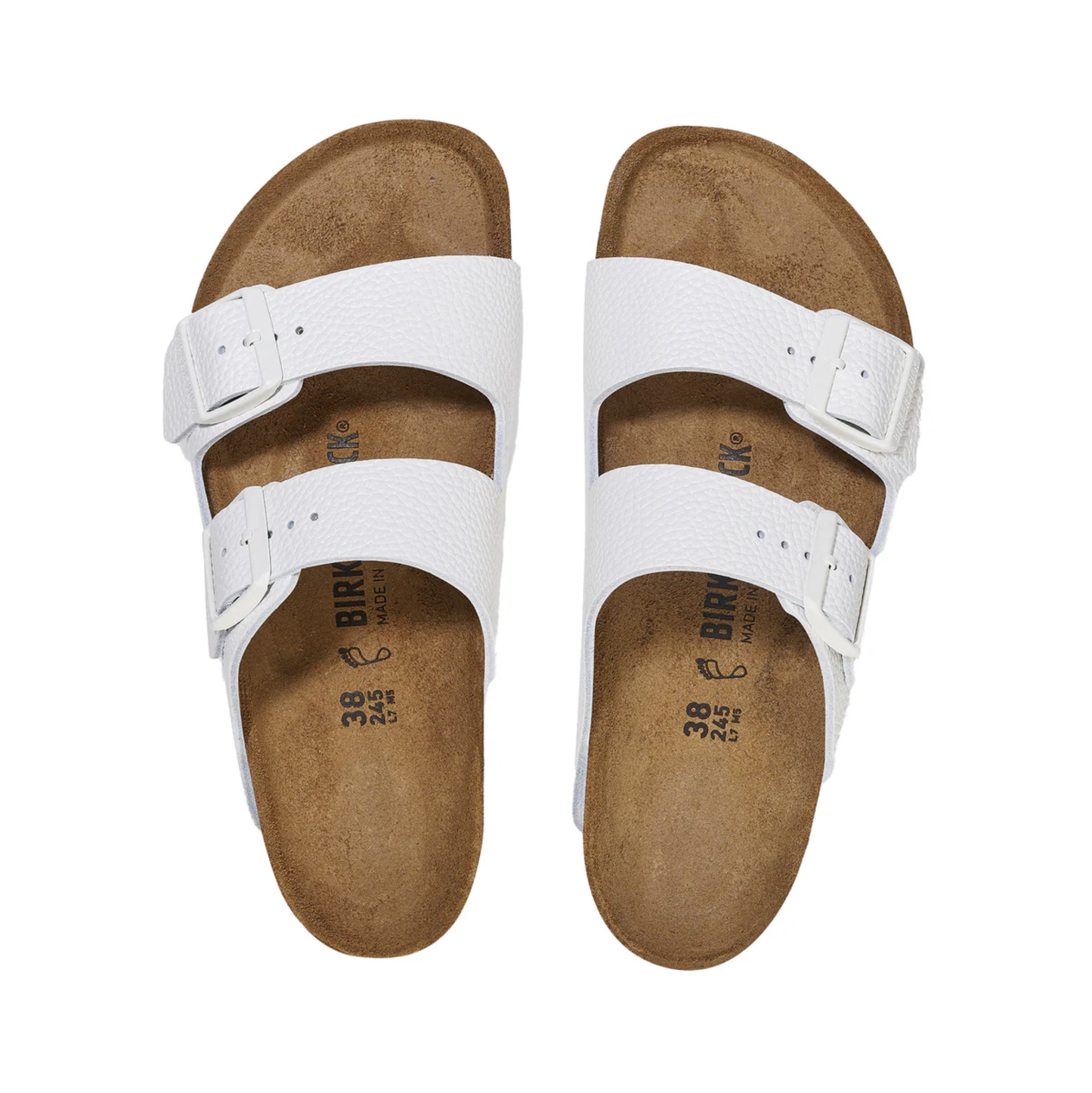 Birkenstock  Arizona 1025048  White Smooth Grained Leather Regular