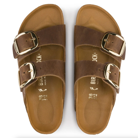 Birkenstock 1011073 Arizona Big Buckle Oiled Leather Cognac Narrow