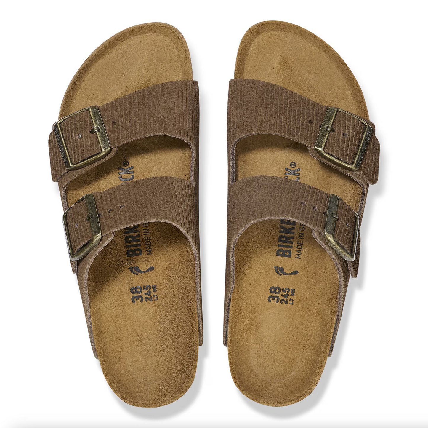 Birkenstock1028280 Arizona  Corduroy Dark Tea Embossed Suede Leather Regular