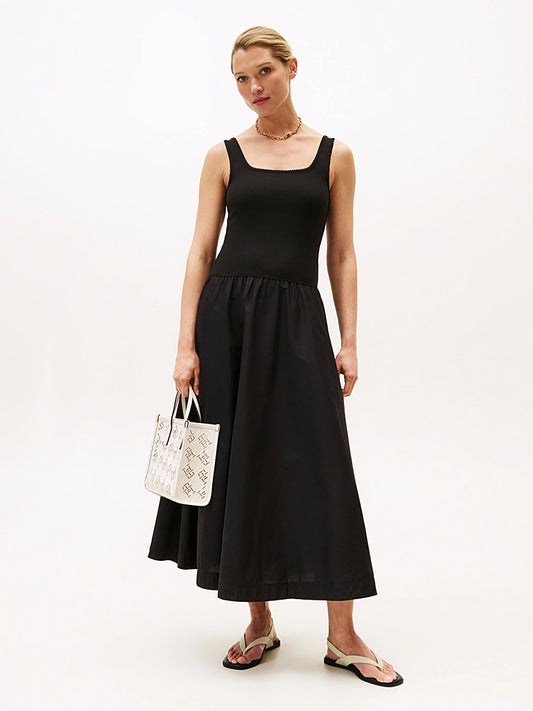 Tommy Hilfiger Rib Midi Mix Black Dress