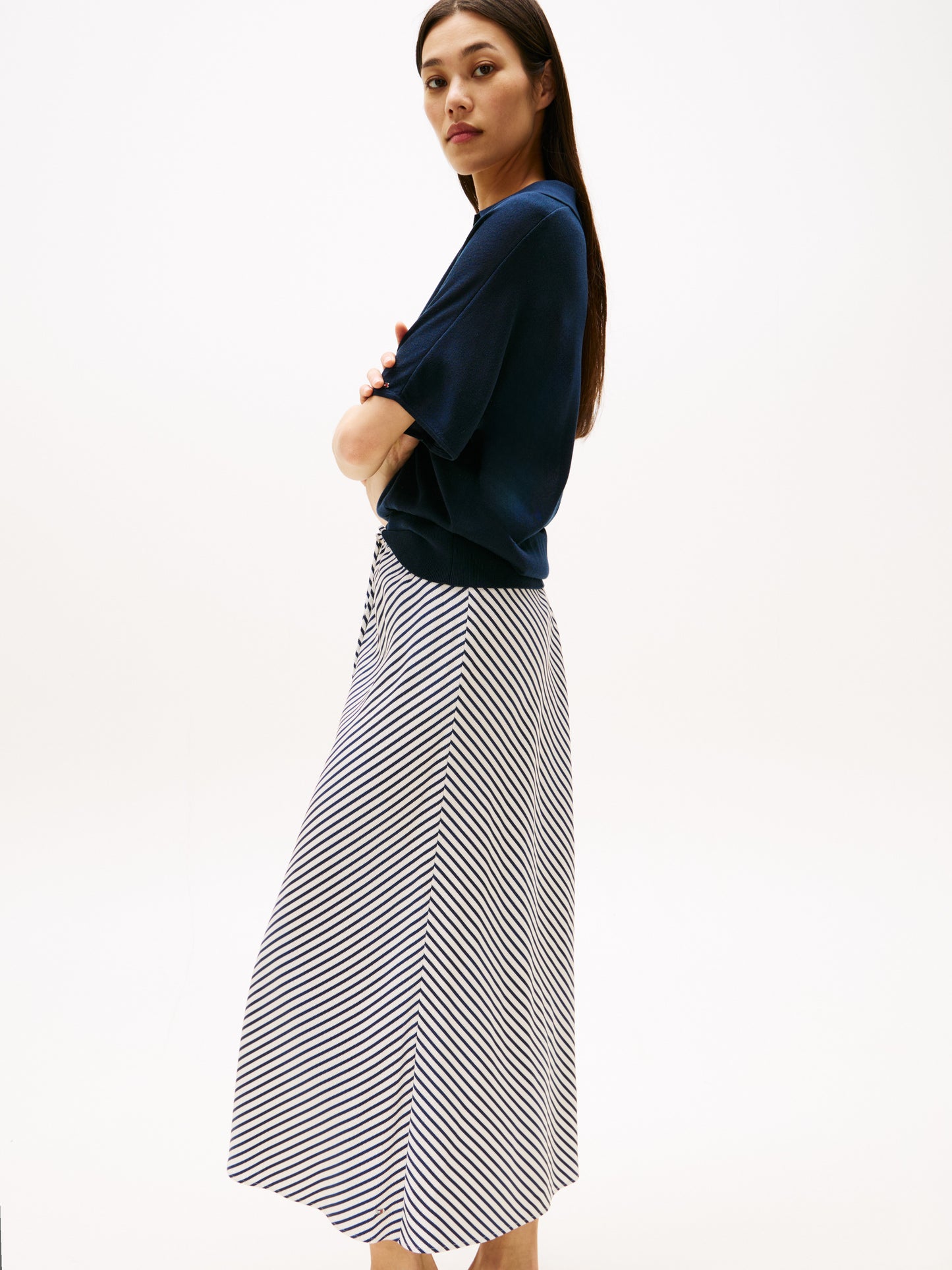 Tommy Hilfiger Twill Midi Bias Skirt