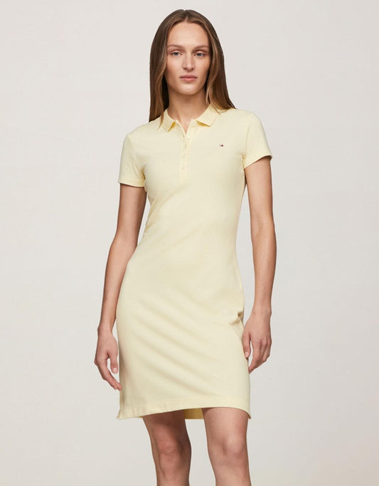 Tommy Hilfiger Slim S/S Polo Dress Lemon Twist