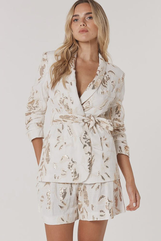 Fate + Becker Ines Sequinned Linen Blazer